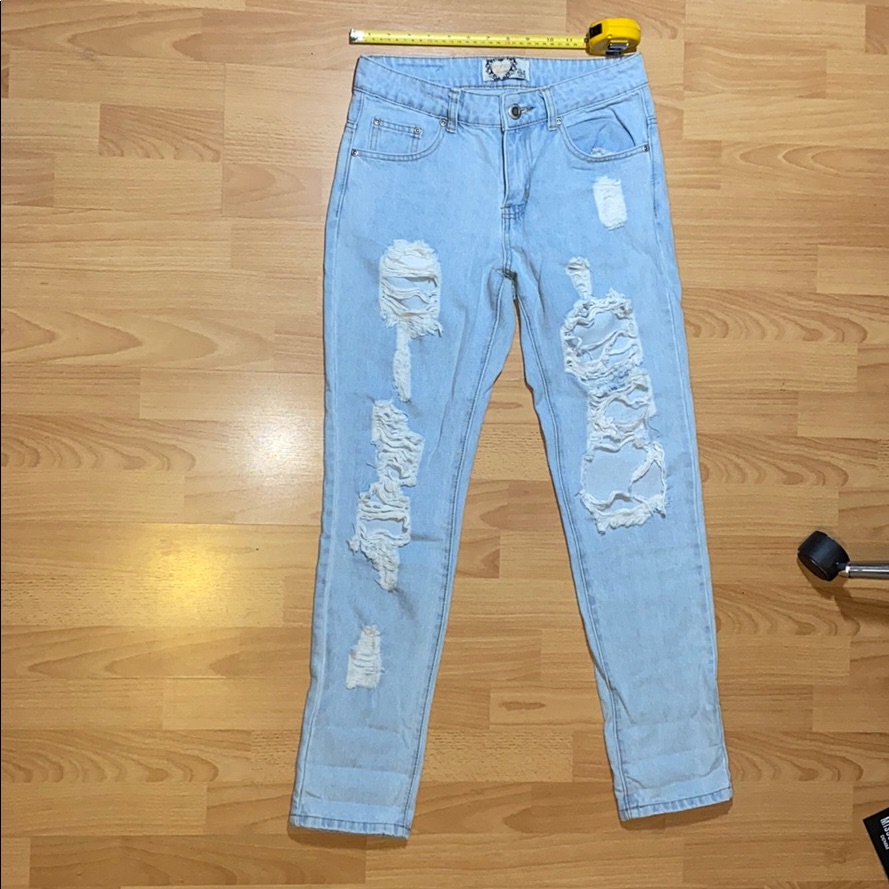 Light Blue Distressed Boyfriend Jeans